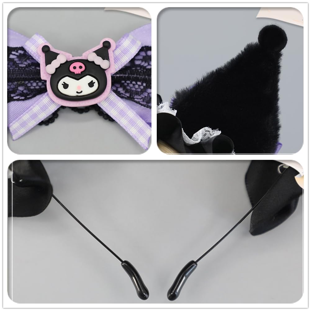 QHQ-SHININGLIFI Kuromimi - Juego de 4 piezas con 2 cordones de enca...