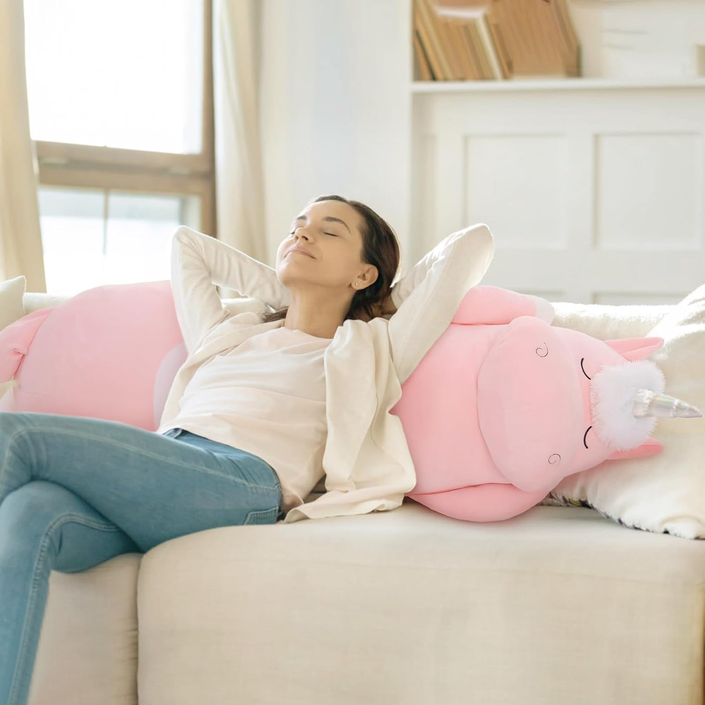 MorisMos Almohada Corporal Gigante de Unicornio de Peluche para Niñ...