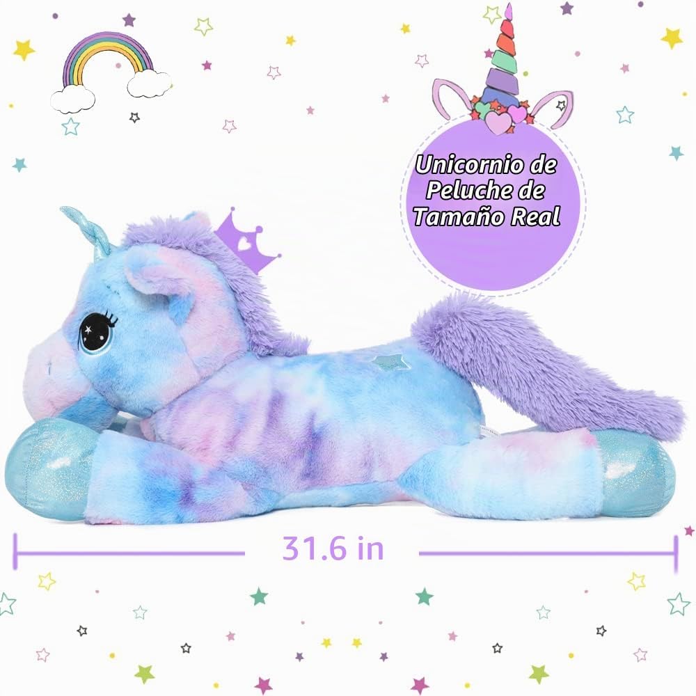 Muiteiur Animal de peluche de unicornio de 31.6 pulgadas, unicornio...