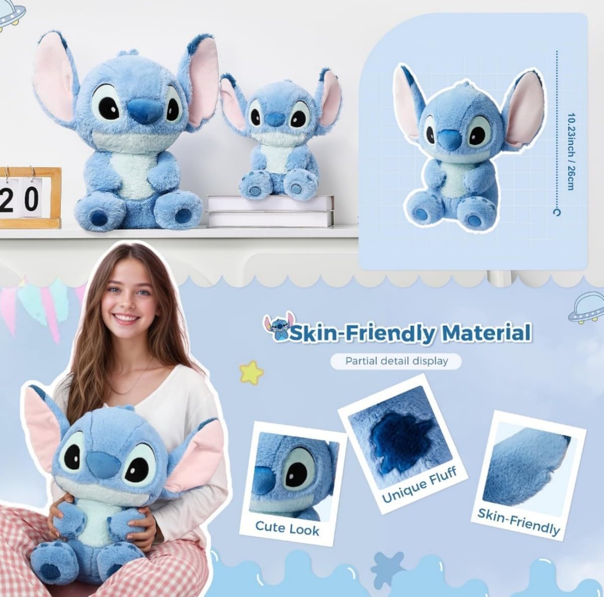 MINISO Disney Lilo & Stitch - Muñeca de peluche suave de 10 pul...