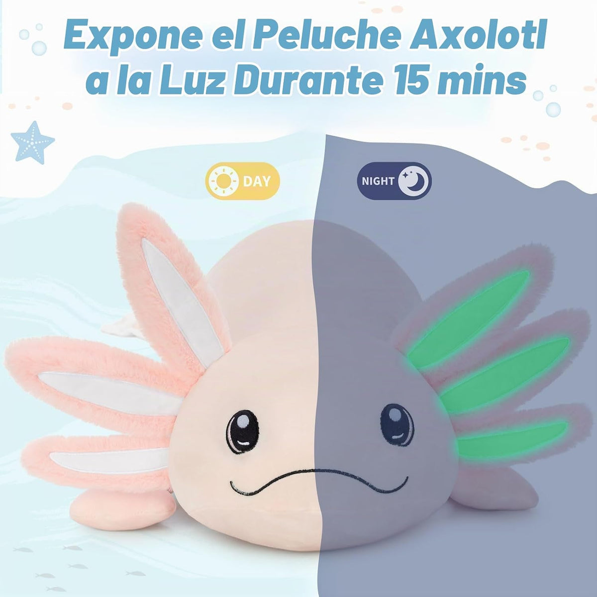 MaoGoLan Almohada de felpa de ajolote gigante, que brilla en la osc...