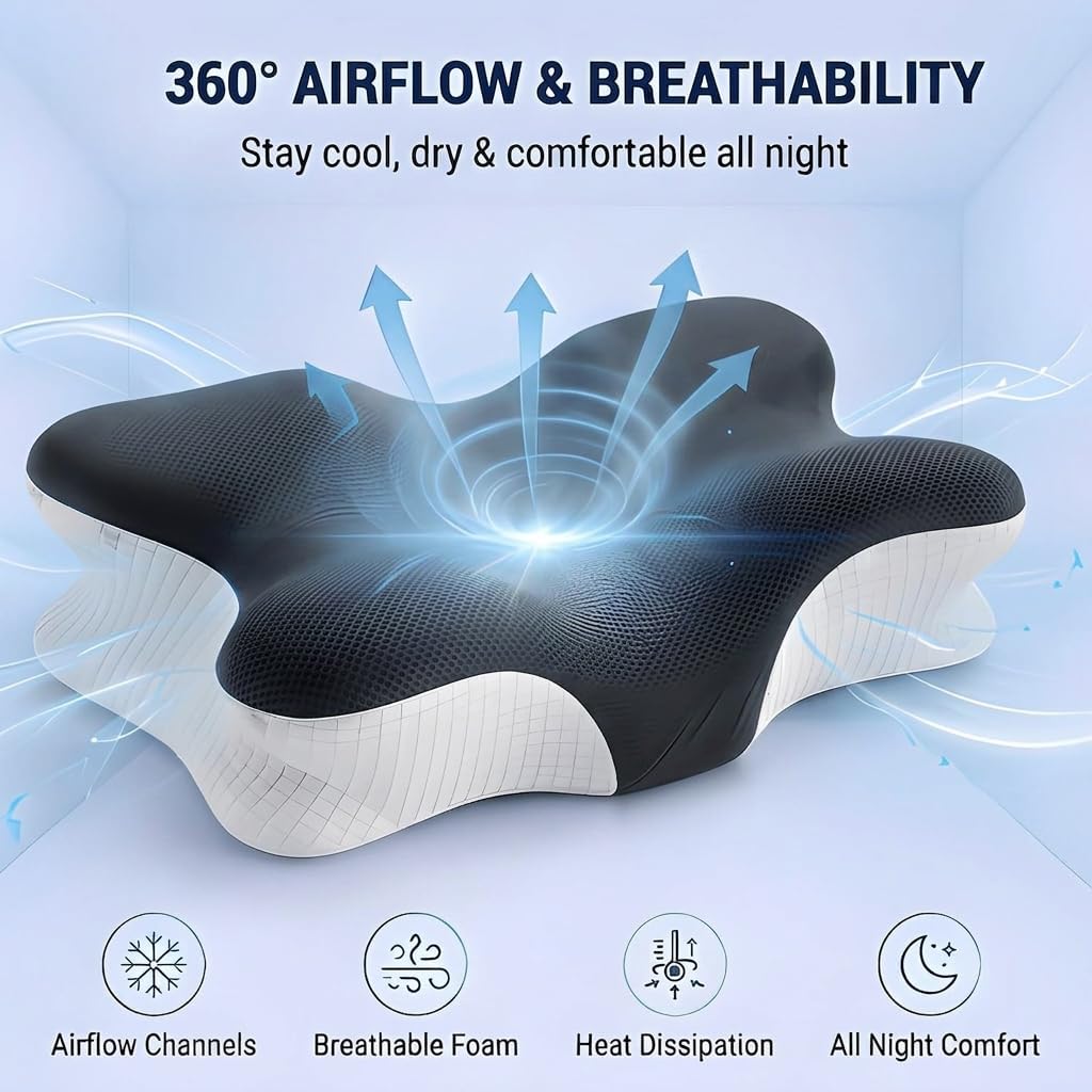 Almohada cervical ergonómica de espuma viscoelástica para dormir de...