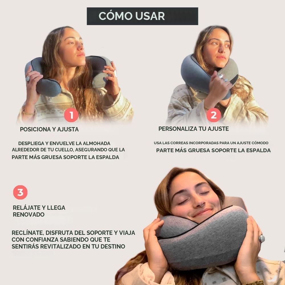 FlyHugz® Almohada de viaje para el cuello | Almohada cervical de es...