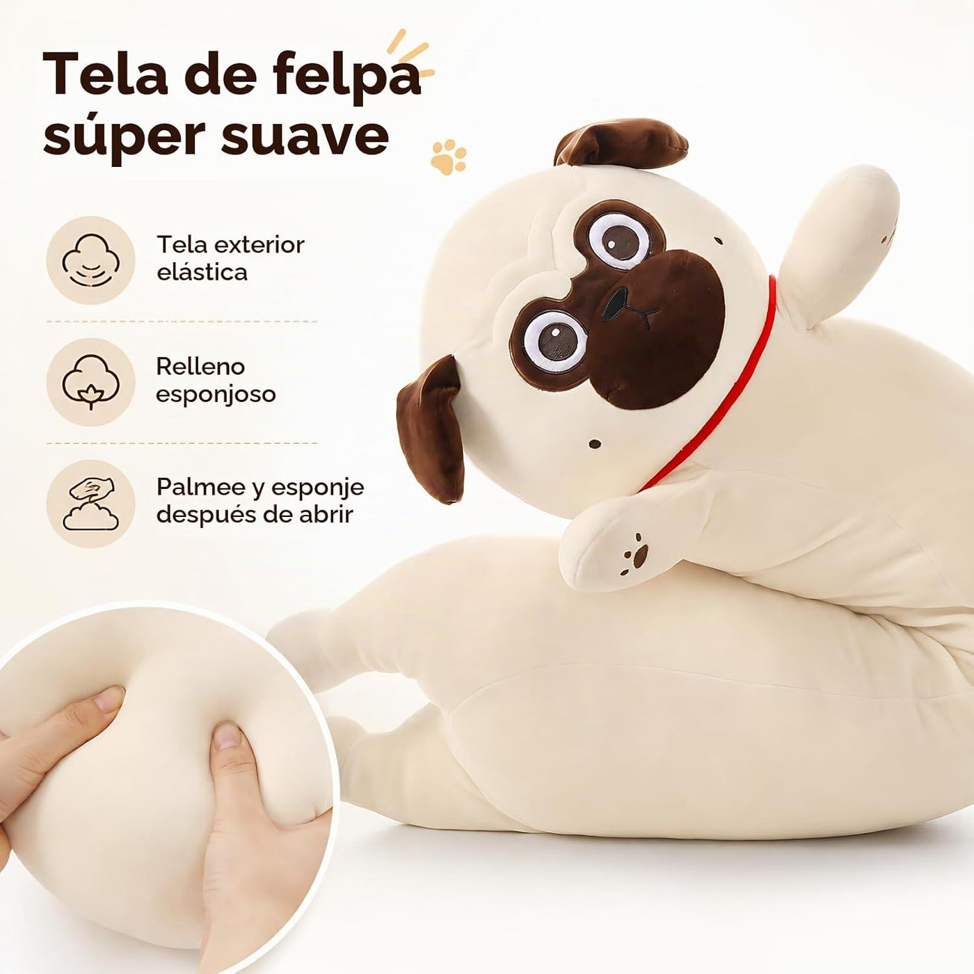 MaoGoLan Almohada de Peluche Super Suave de Perro Pug de 109 cm de...