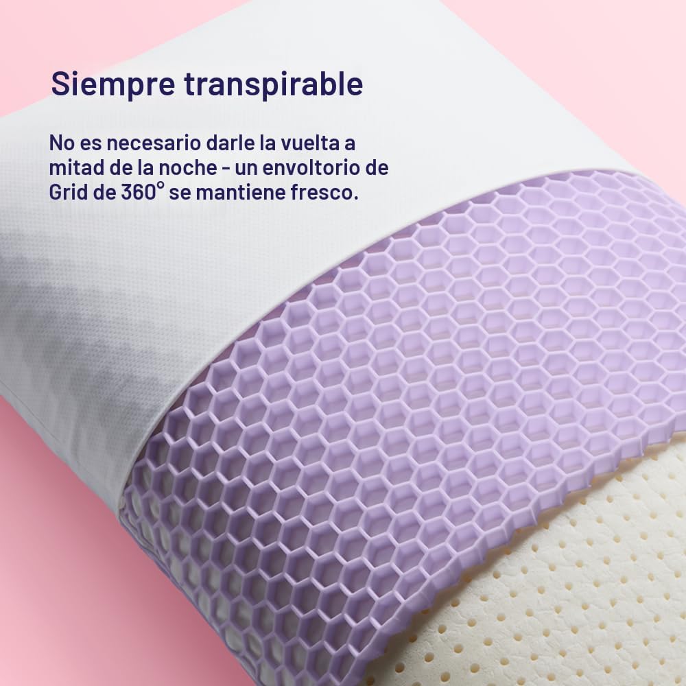Purple Harmony Pillow - Loft bajo, tamaño estándar, almohada de gel...
