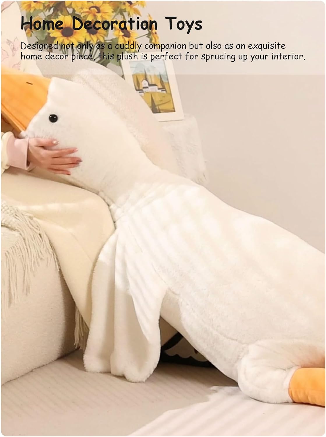 FIAEUGZKM Almohada de felpa de ganso blanco de 74.8 pulgadas, jugue...