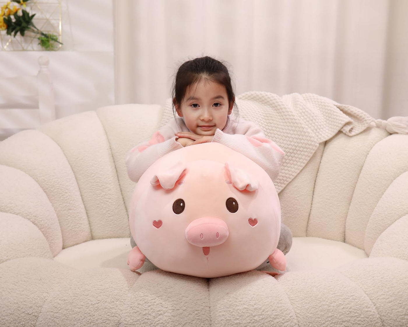YESGIRL Almohada de cerdo de peluche súper suave de 20.5 pulgadas,...