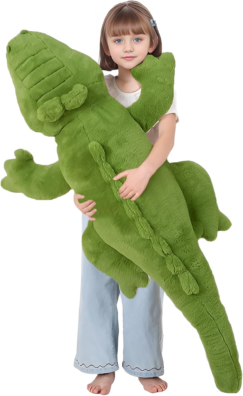 FFxiong Almohada de cuerpo largo de cocodrilo grande verde de 48 pu...