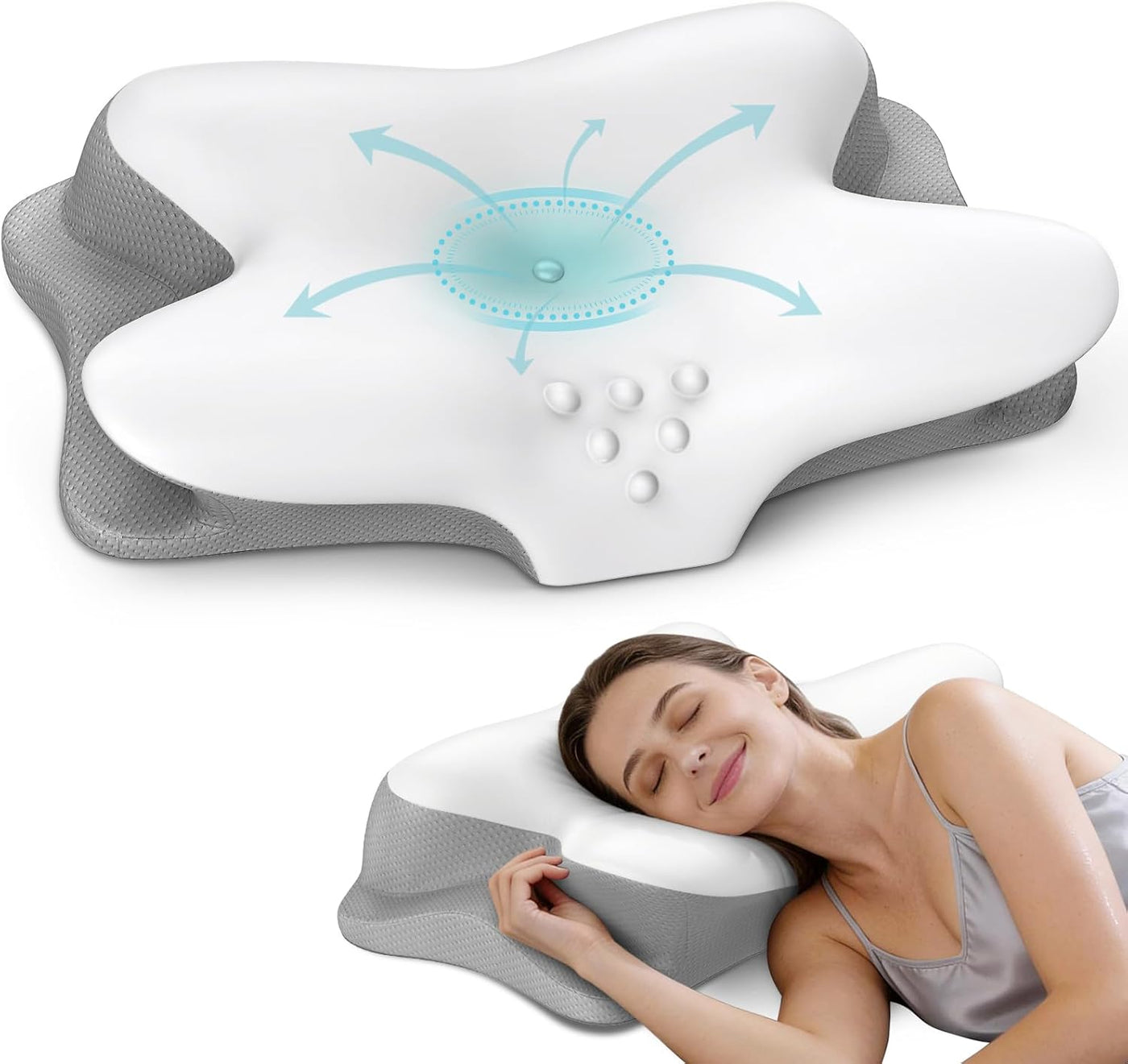 Almohada cervical para aliviar el dolor, almohada ergonómica para d...