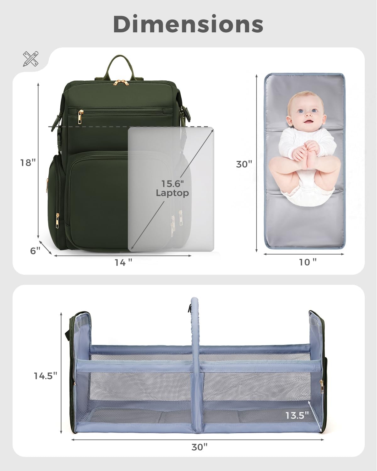 CEI-CEI Bolsas de pañales de neopreno con cambiador, bolsillos aisl...