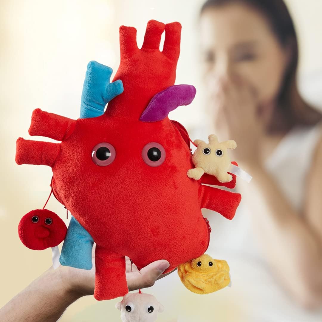 GIANT MICROBES Peluche de corazón anatómico de lujo de 15 pulgadas...