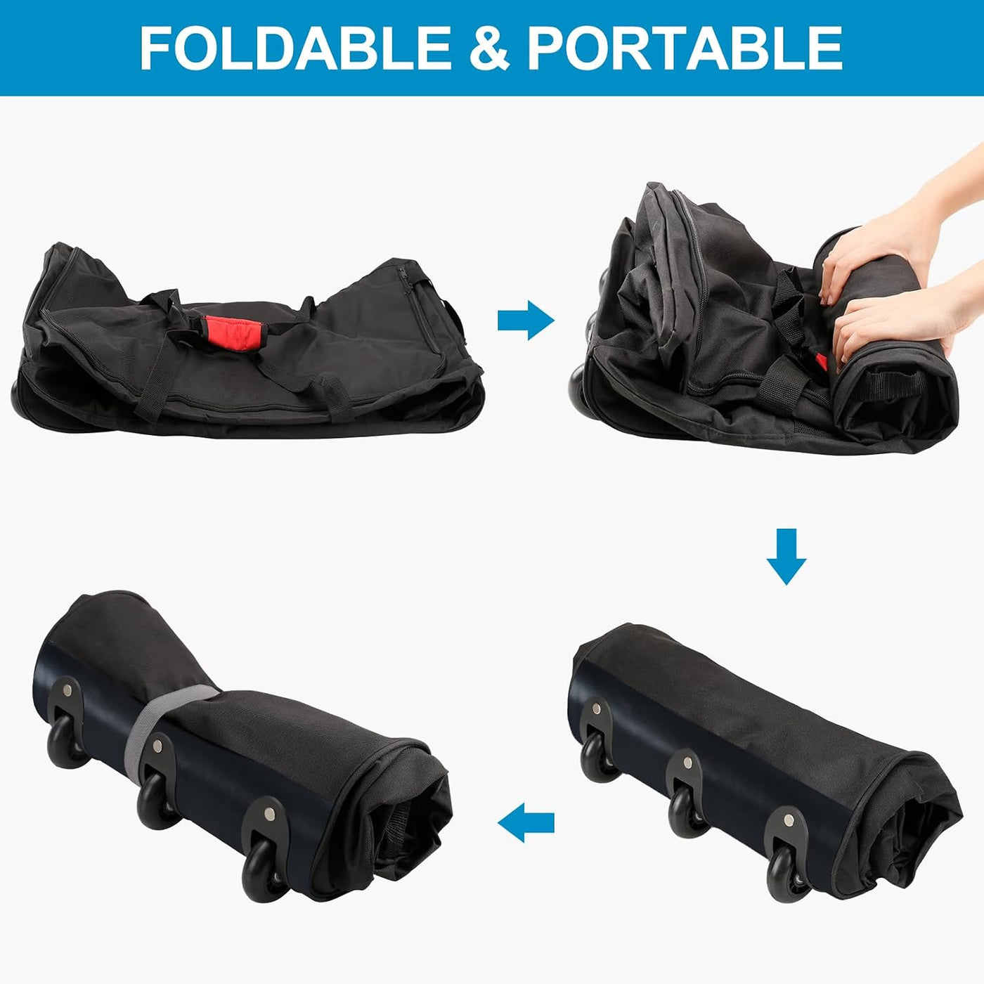Finnhomy Bolsa de Lona Rodante Plegable de 120L con 3 Ruedas, Bolsa...