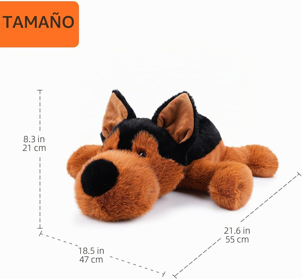 WEIGEDU Juguete de peluche de pastor alemán acostado, 21.6 pulgadas...