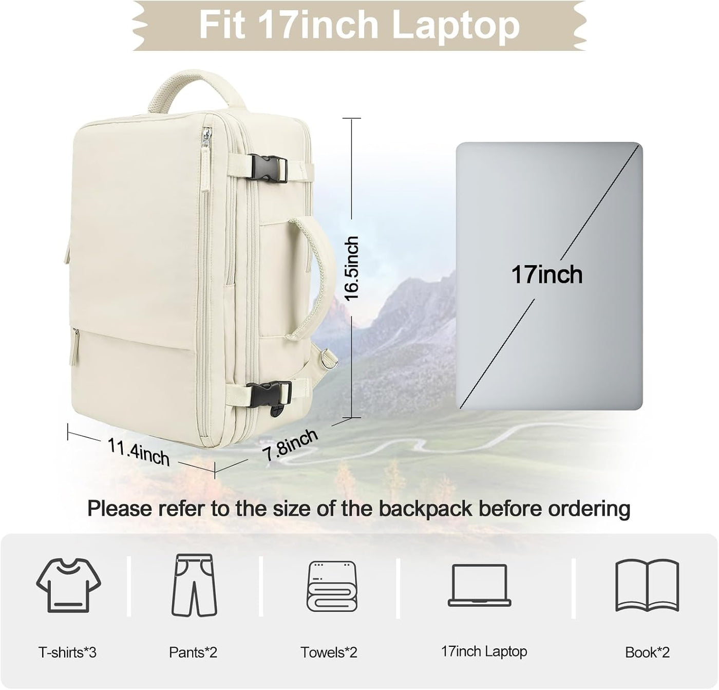 Hanples Mochila de viaje para mujeres y hombres, mochila grande par...