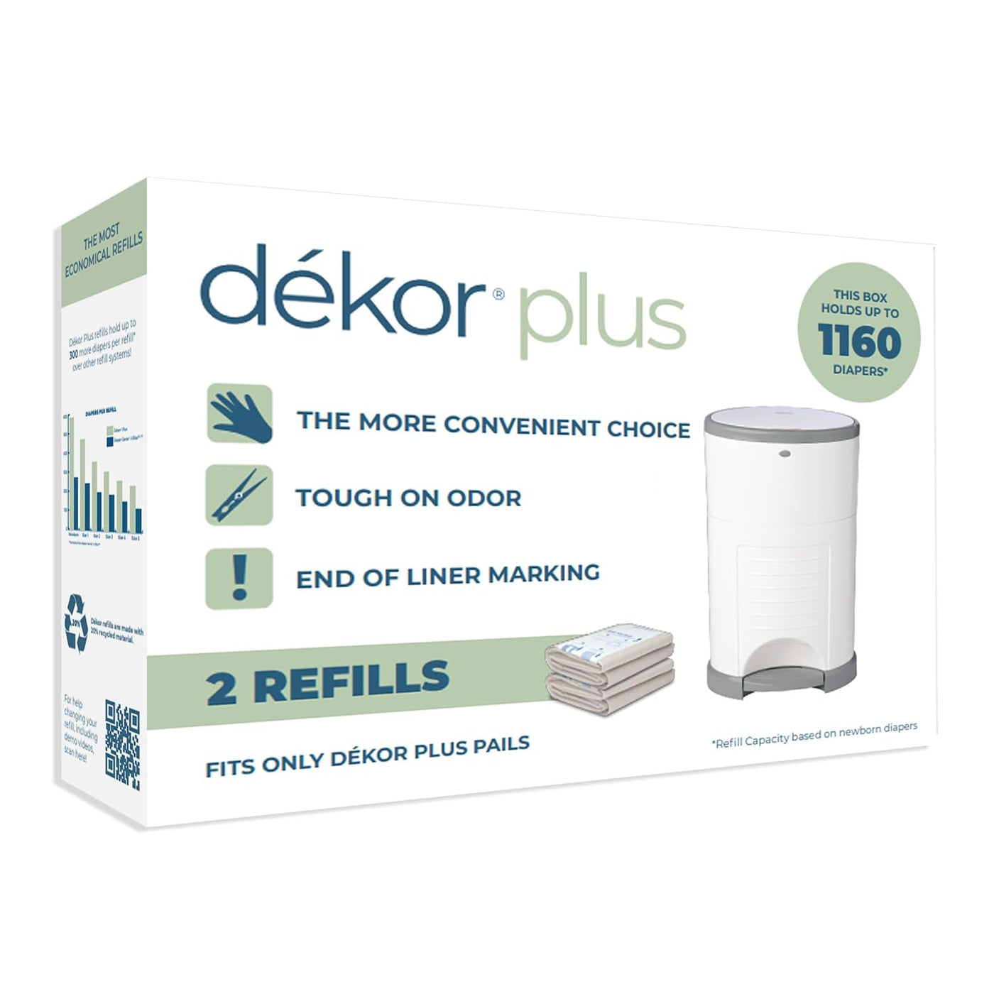 Recargas de cubo de pañales Diaper Dekor Plus | 2 unidades | Sistem...