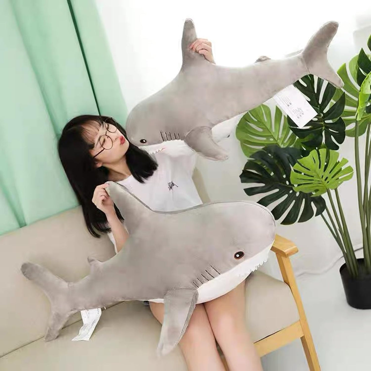 Ryttir Animal de Peluche XXL de Tiburón Gigante, Almohada de Tiburó...