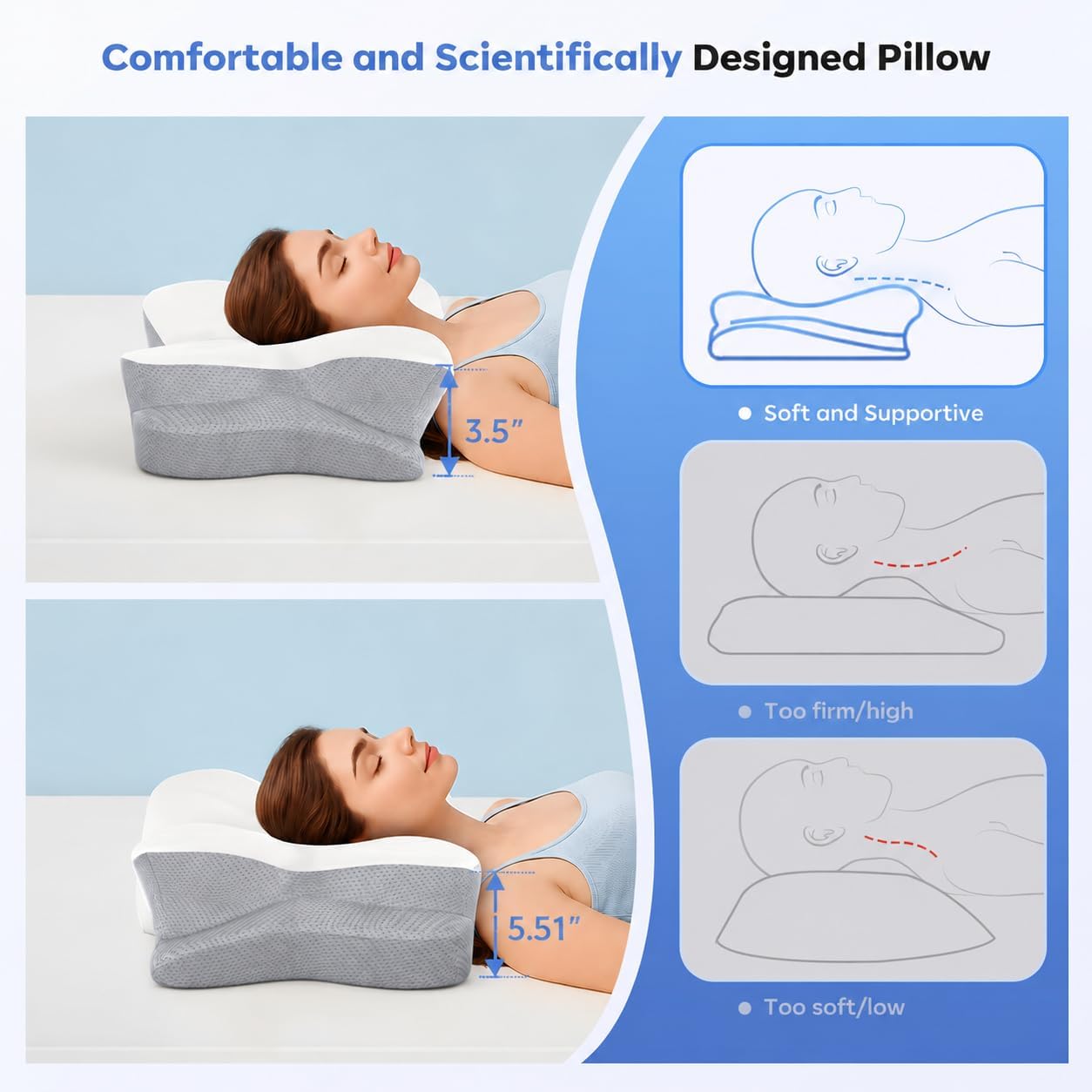 Almohada cervical ergonómica ultra cómoda, almohada cervical de esp...
