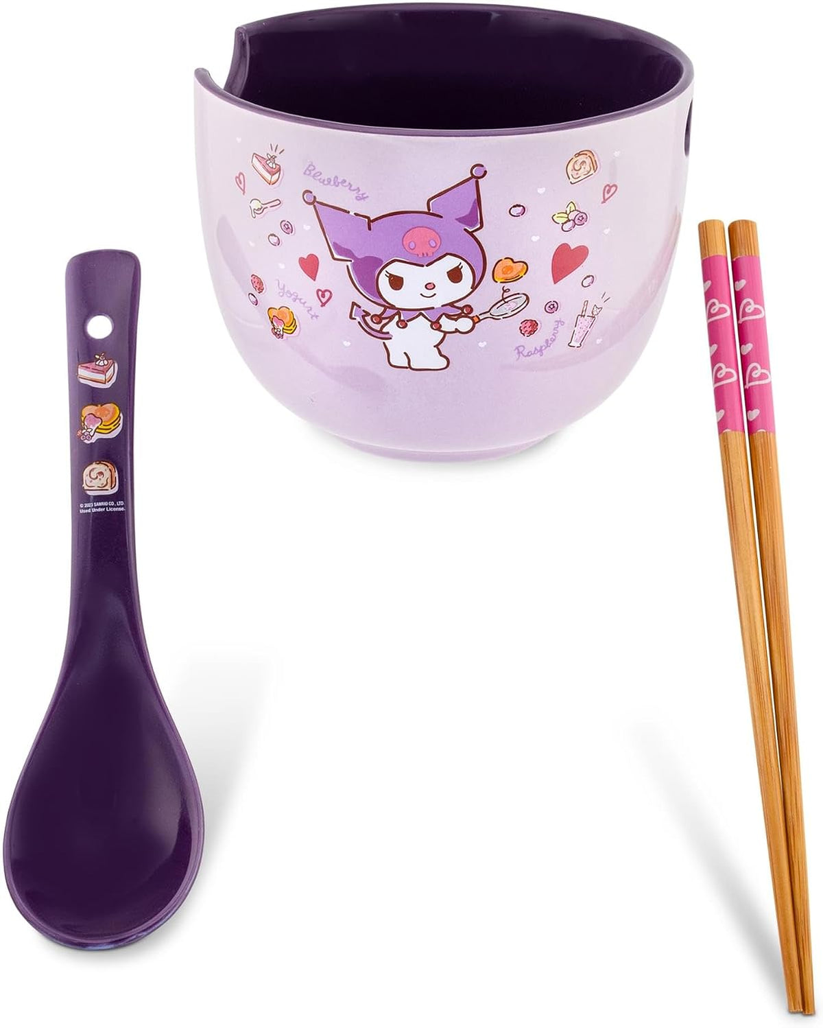 Sanrio Kuromi - Juego de vajilla de cerámica para ramen, incluye cu...