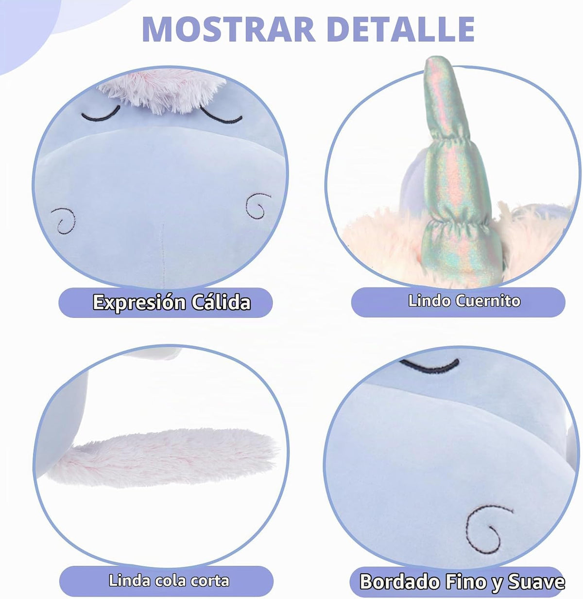 MorisMos Peluche de Unicornio Gigante de 4 Pies, 51 Pulgadas de Lar...
