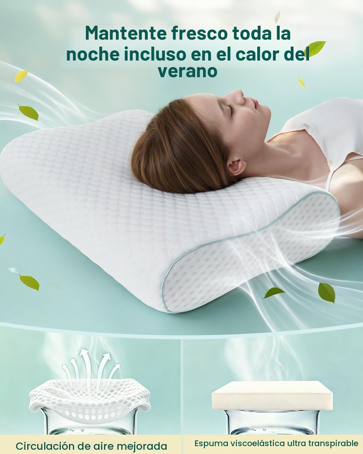 Almohada de espuma viscoelástica ergonómica Releep - Almohada ortop...