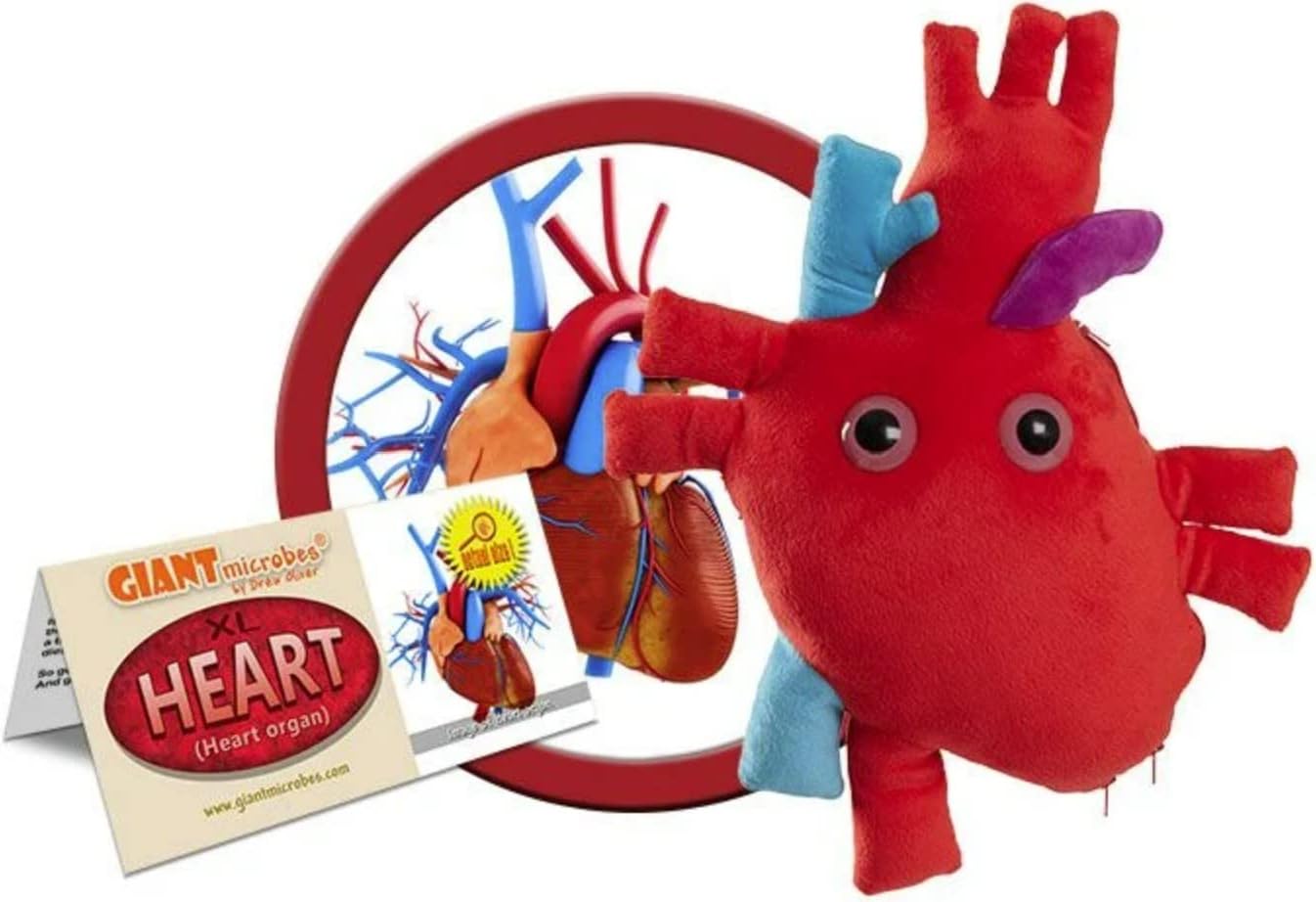 GIANT MICROBES Peluche de corazón anatómico de lujo de 15 pulgadas...