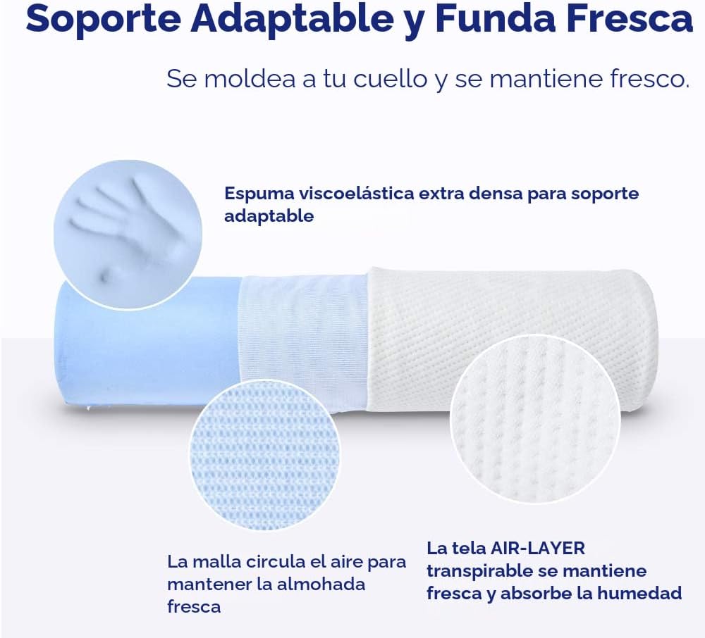 C CUSHION LAB Almohada Cilíndrica para Alivio del Cuello - Espuma V...