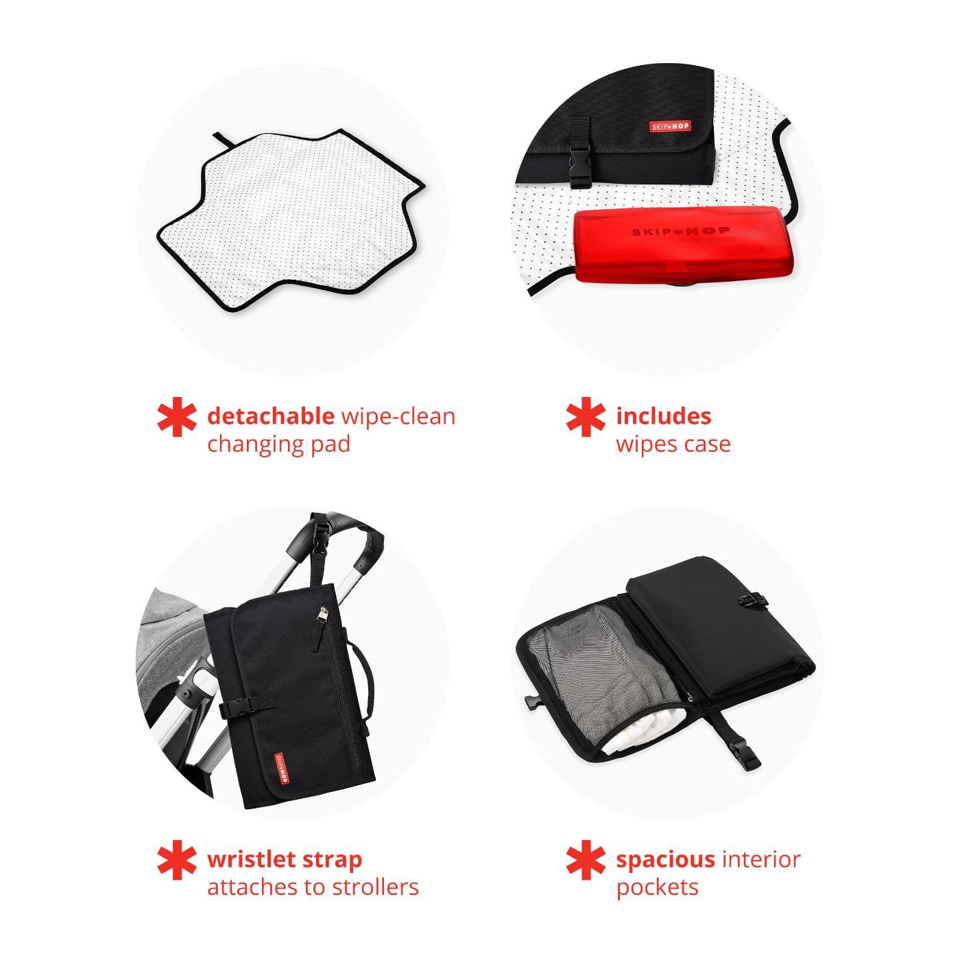 Skip Hop Cambiador portátil para bebé, Pronto, Negro
