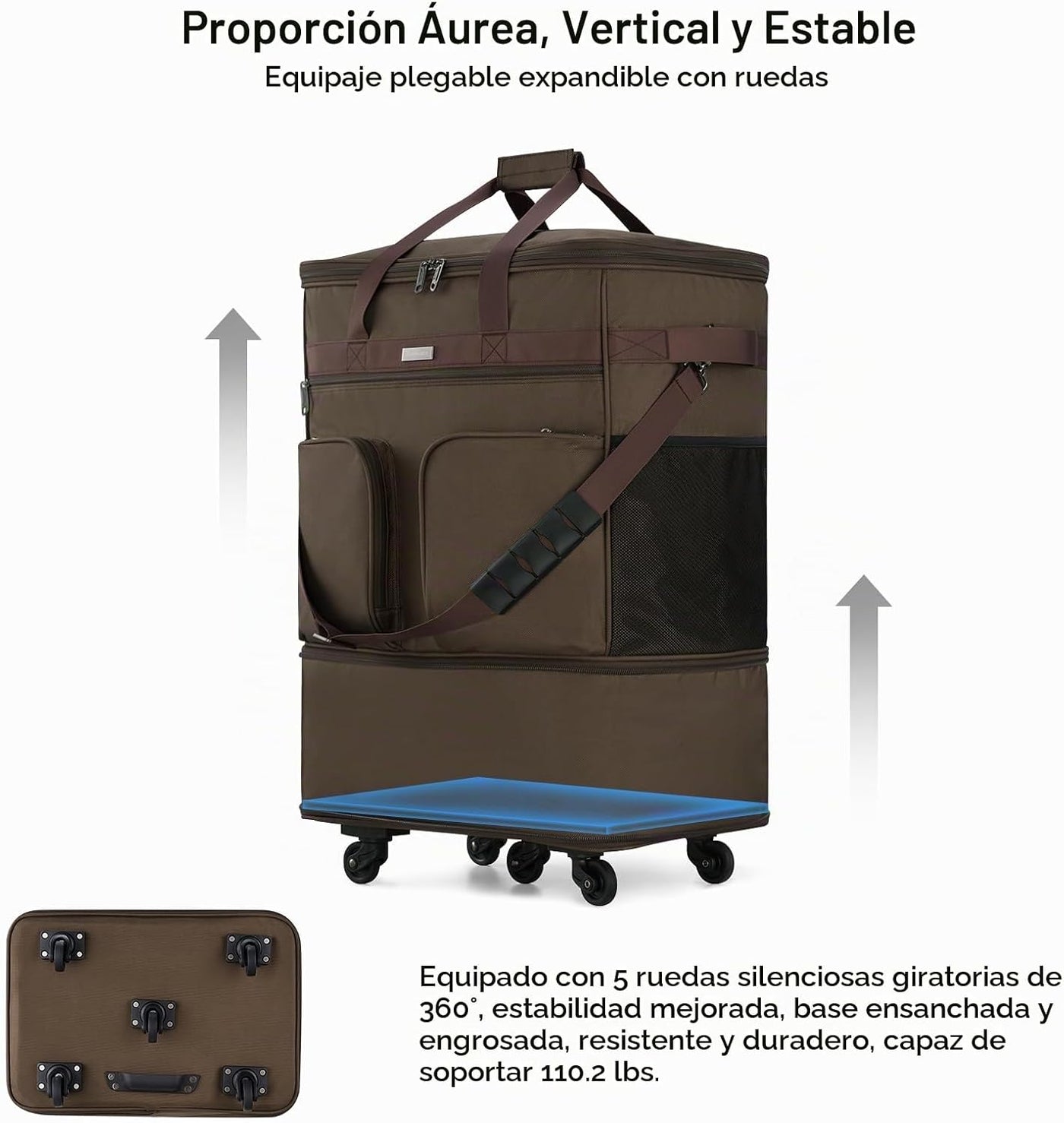 Maletas Hanke con ruedas, bolsa de equipaje plegable y expandible,...