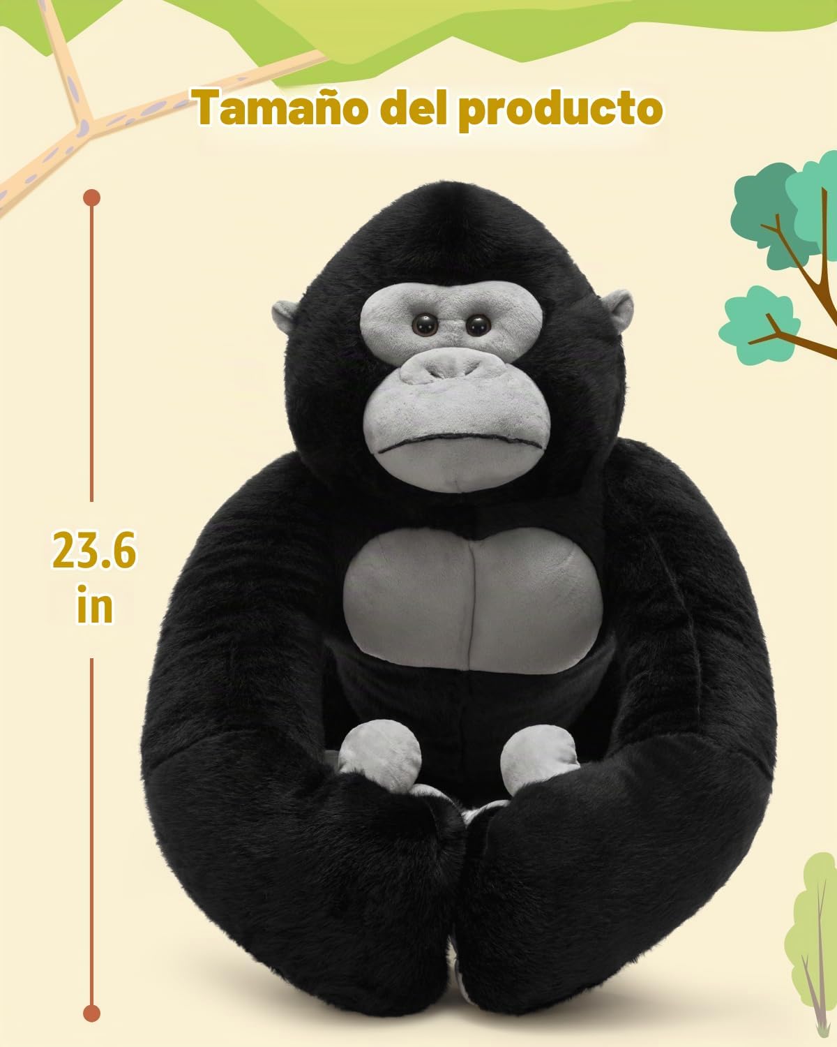 MaoGoLan Big Gorilla - Animal de peluche gigante de 23.6 pulgadas,...