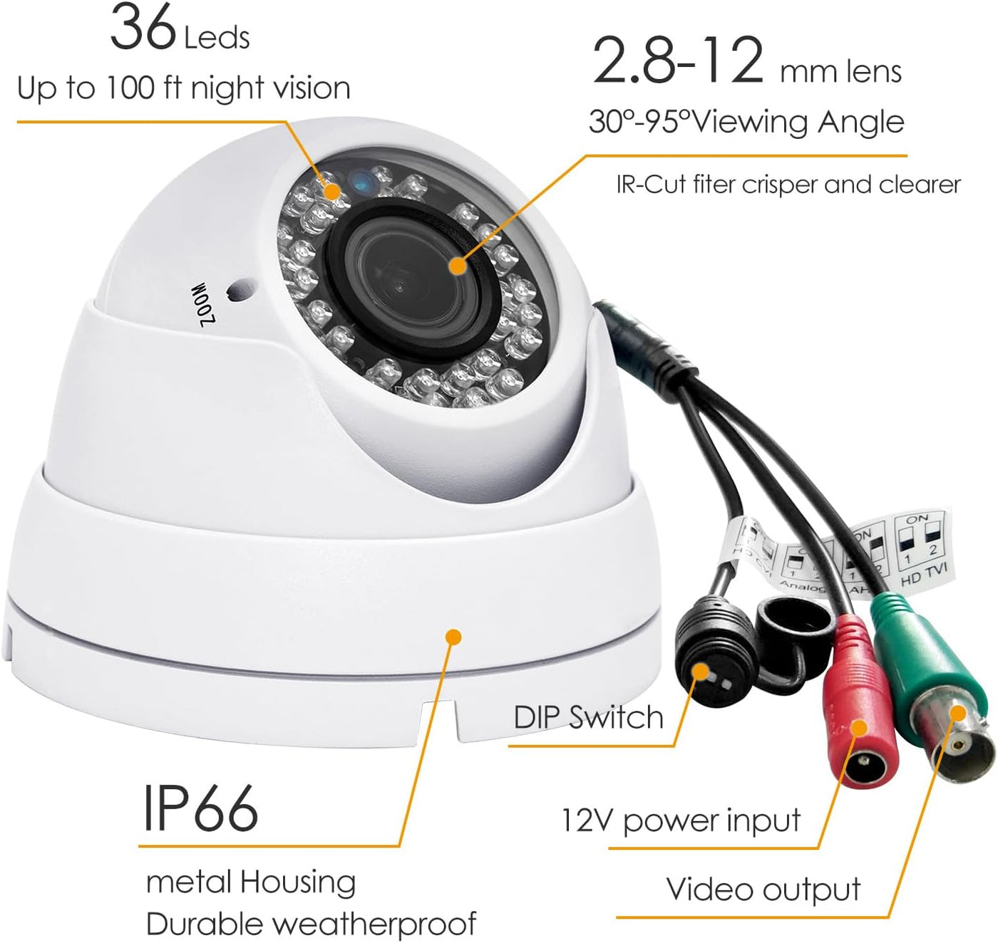Cámara de seguridad domo CCTV analógica HD 1080P 4 en 1 (TVI\/AHD\/...