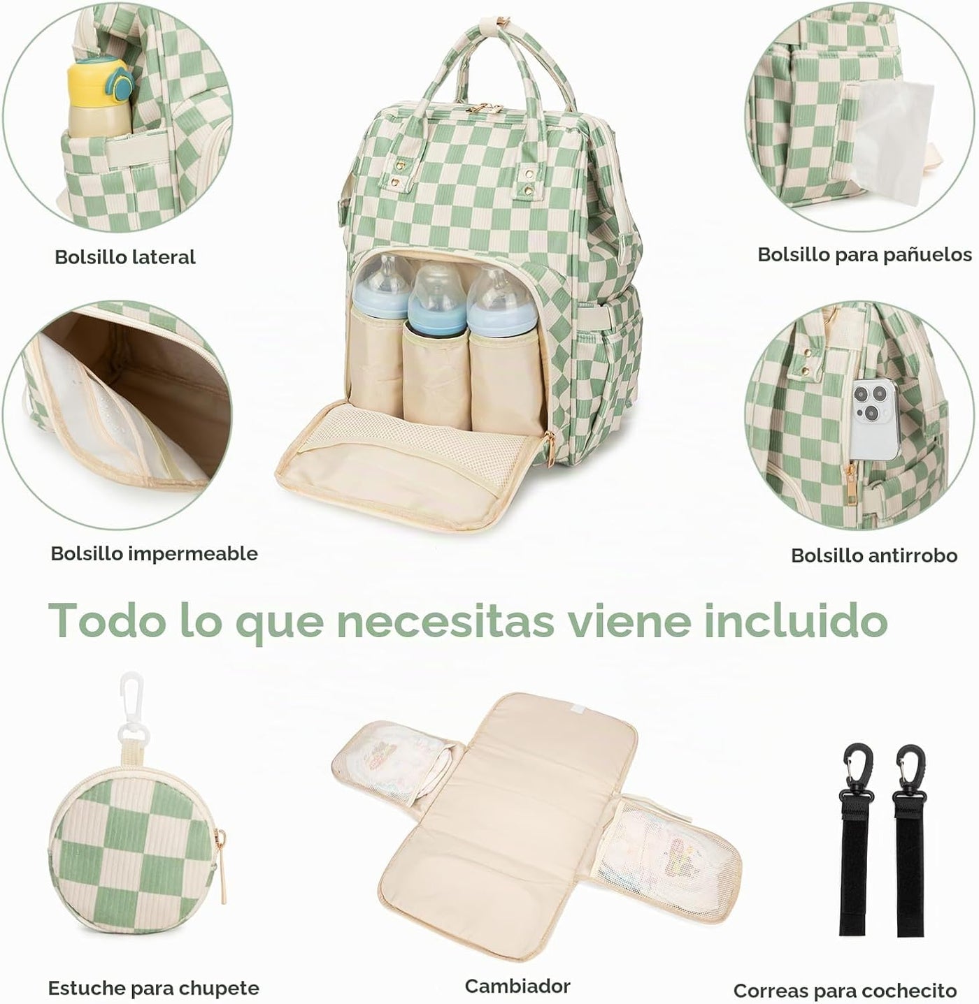 Mochila para pañales para mamá, bolsa de viaje de gran capacidad, b...