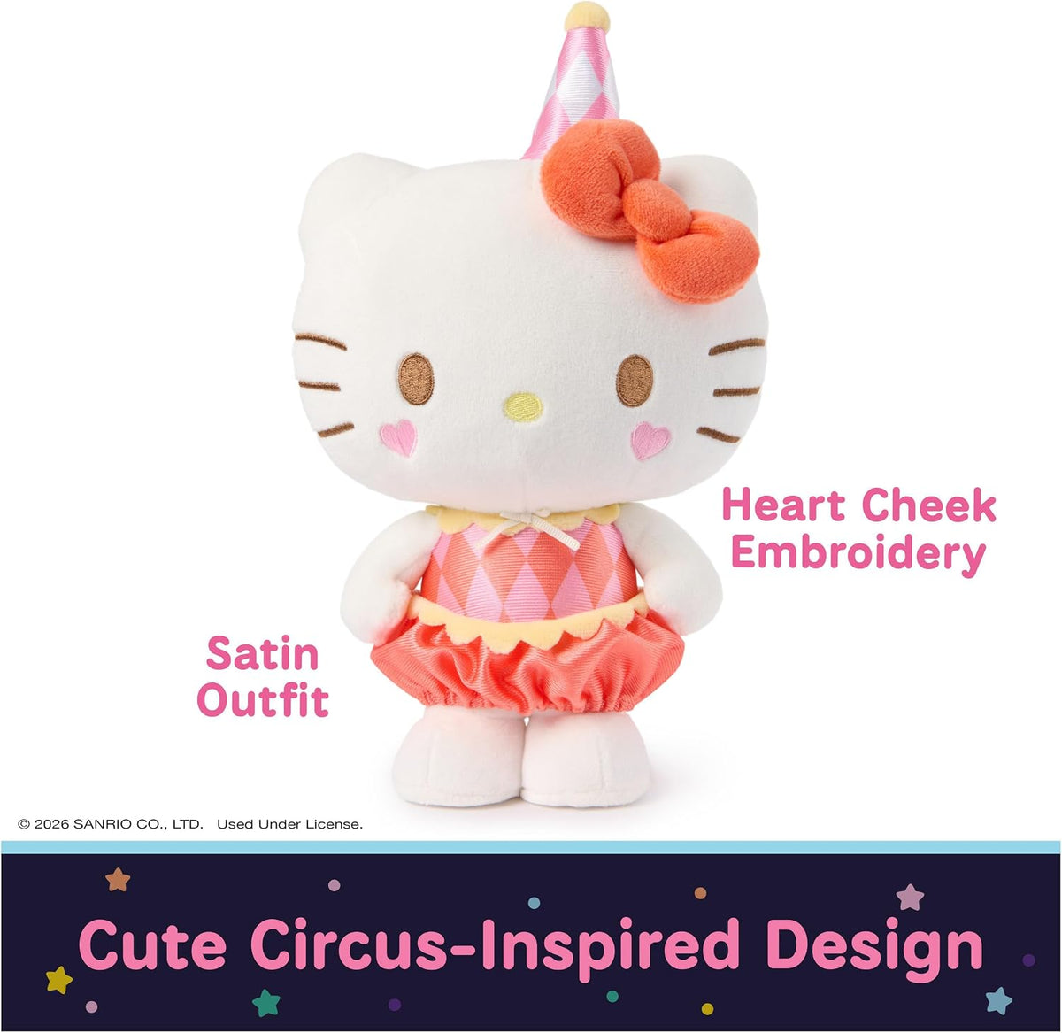 GUND Sanrio Hello Kitty Acrobat Juguete de peluche de circo de 9,5...
