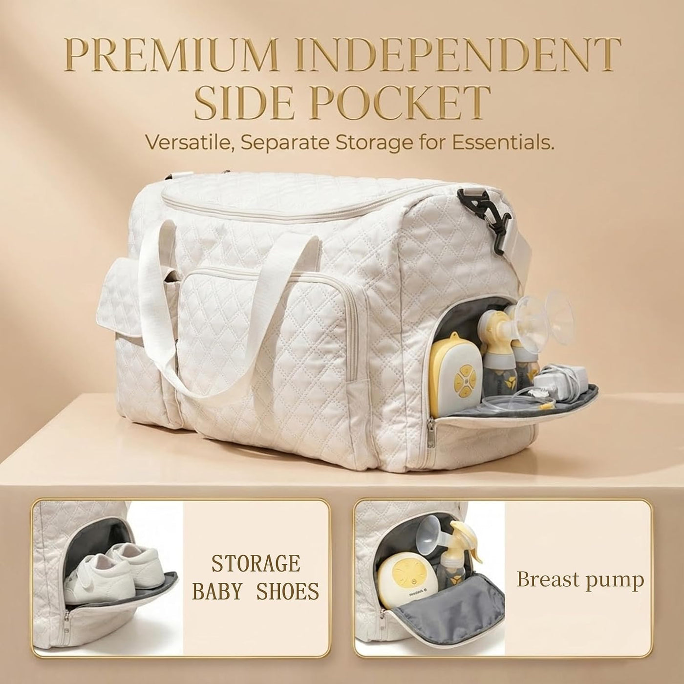 Bolsa de pañales extra grande con compartimento para zapatos y bols...