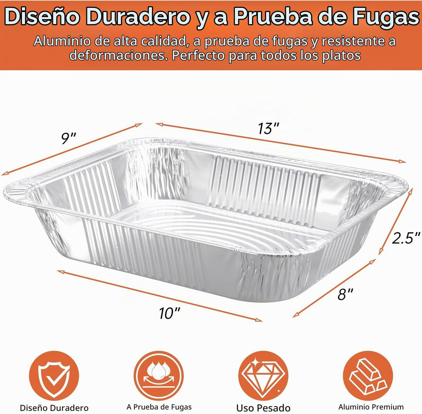Lideropa Paquete de 30 bandejas de aluminio de 9 x 13, sartenes des...