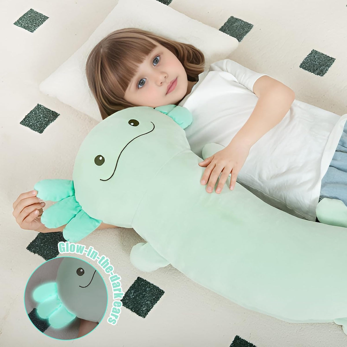 Tianmihou peluche gigante de ajolote de 48 pulgadas, ajolote grande...