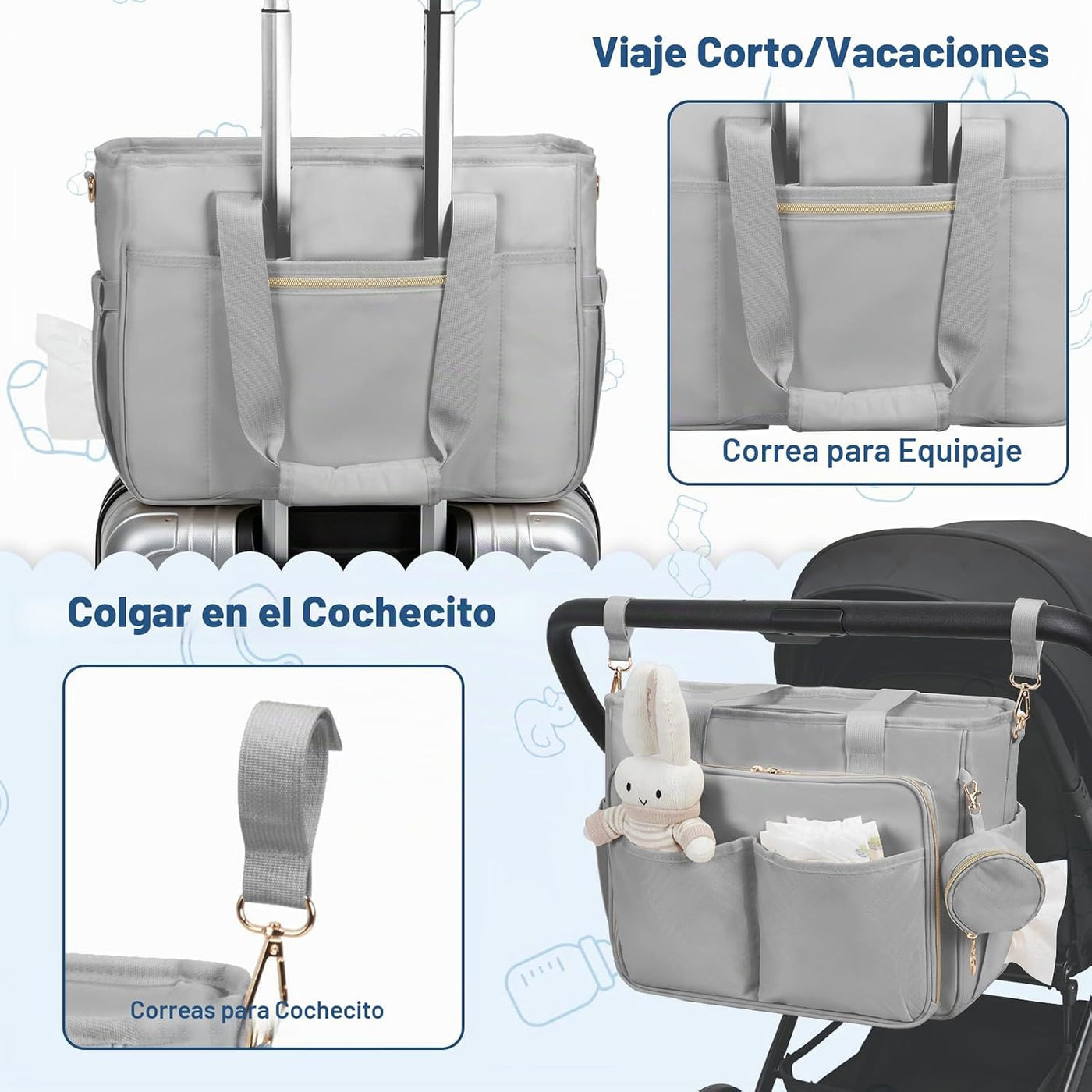 GDNasist Bolsa de pañales, bolsa de pañales de viaje de gran capaci...
