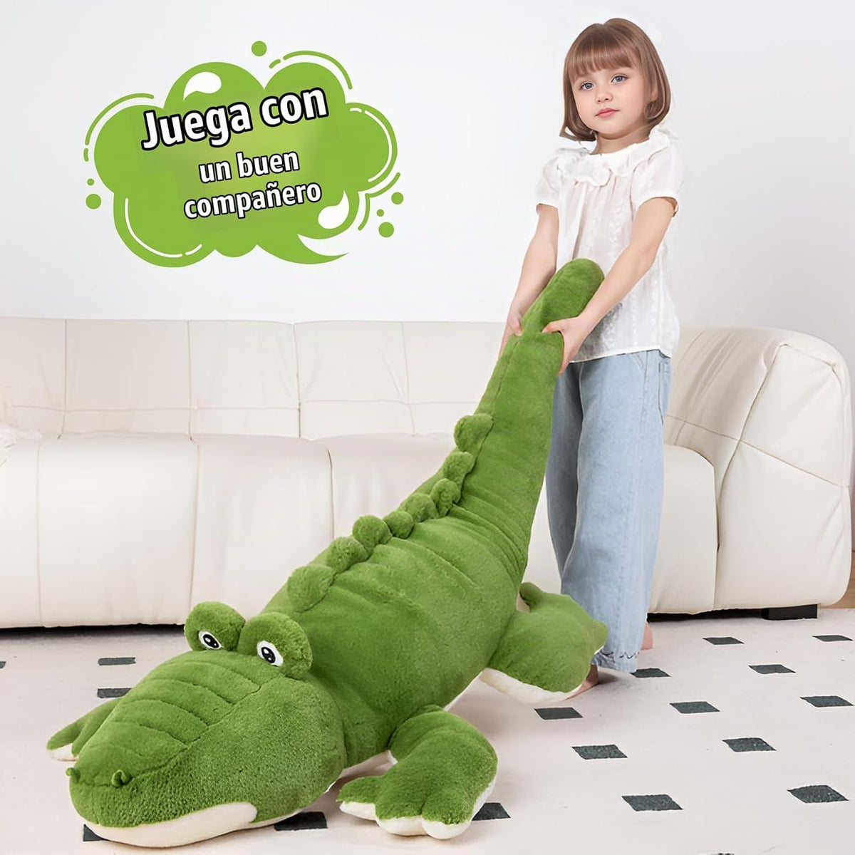 FFxiong Peluche de Cocodrilo Gigante Verde de 60 pulgadas, Juguete...