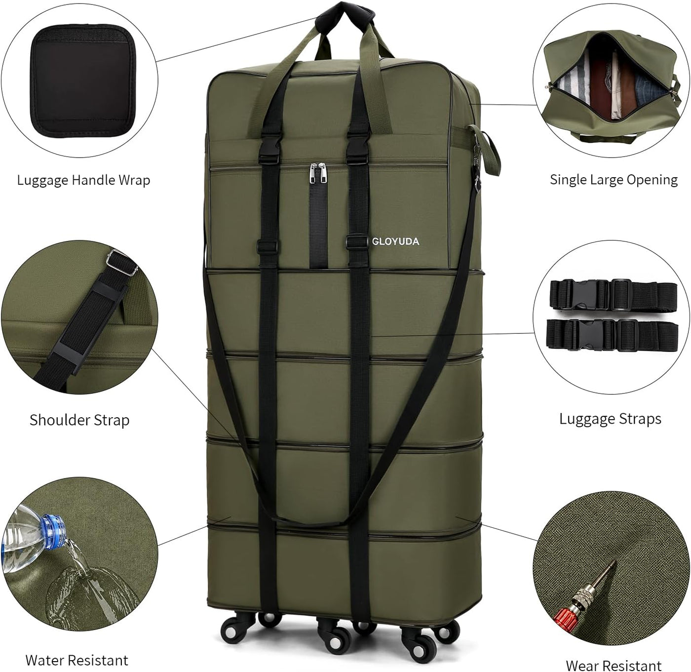 Gloyuda Maletas extra grandes de 43.8 pulgadas con ruedas, bolsa de...