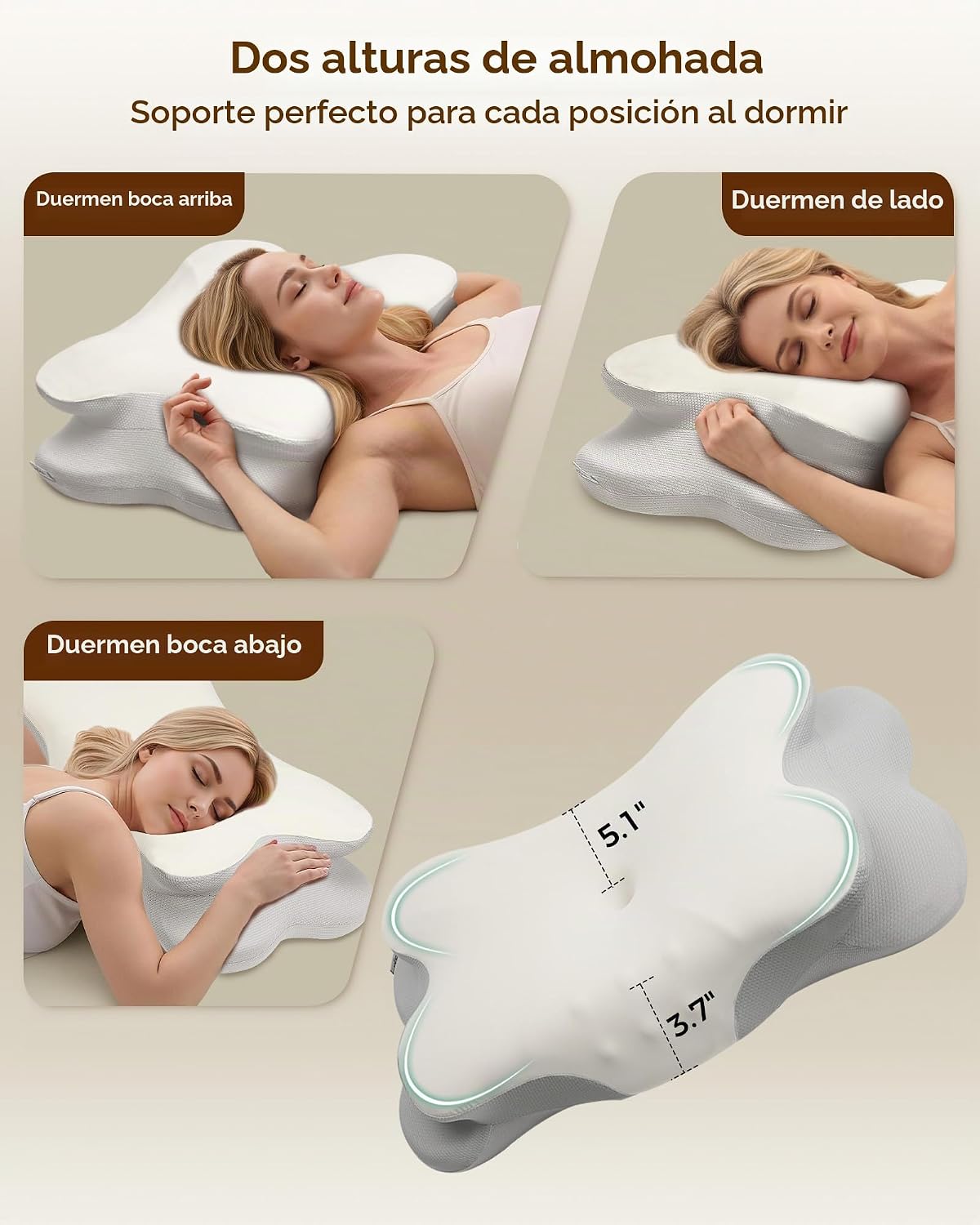 Feagar Almohada cervical para el cuello, almohada de espuma viscoel...