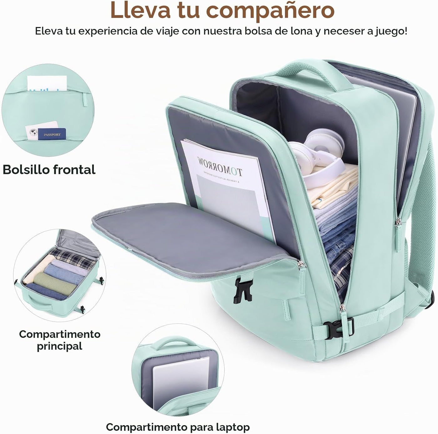 UKEIN Juego de equipaje con mochila, equipaje de mano de policarbon...