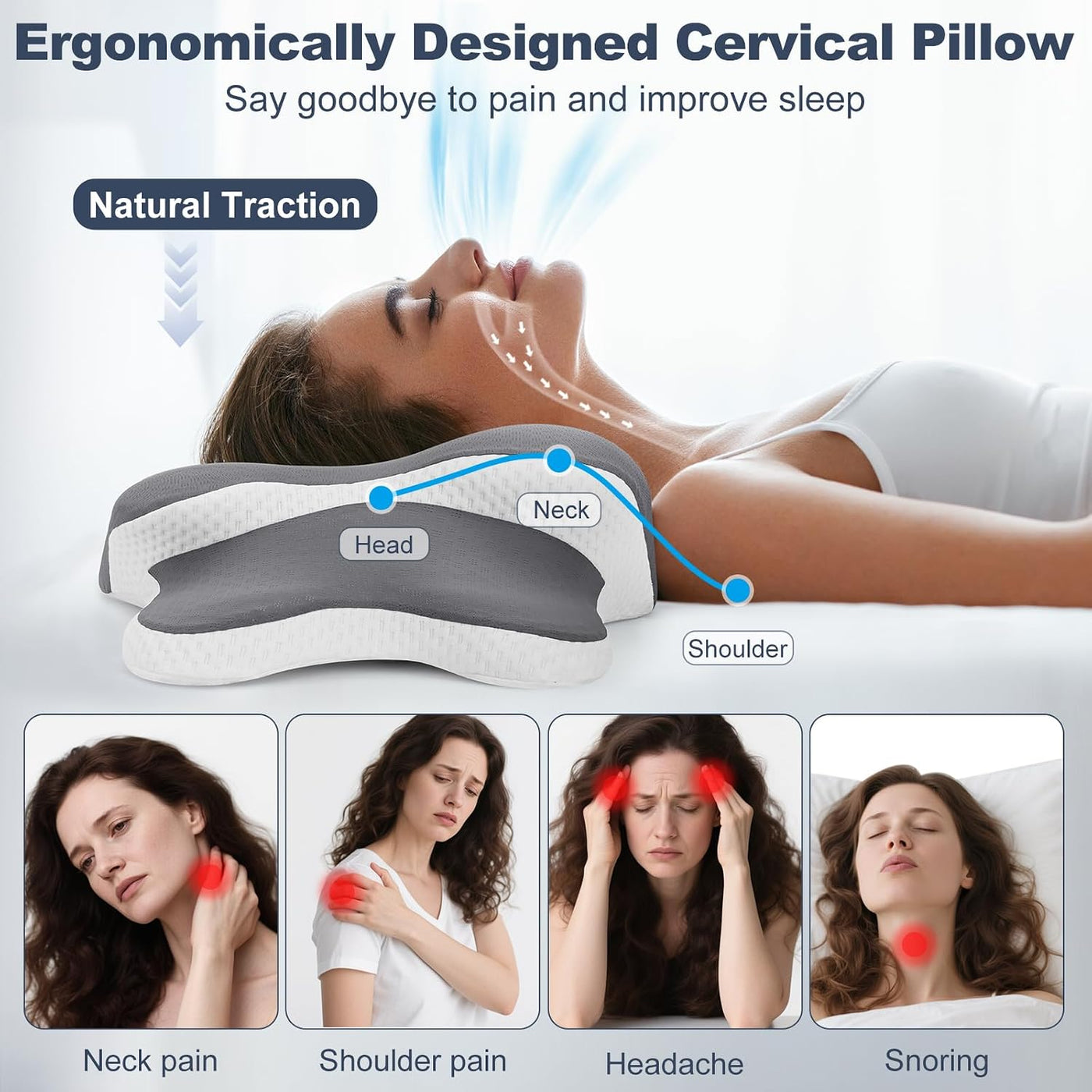 Almohada para la apnea del sueño, almohada Ergo para la apnea del s...