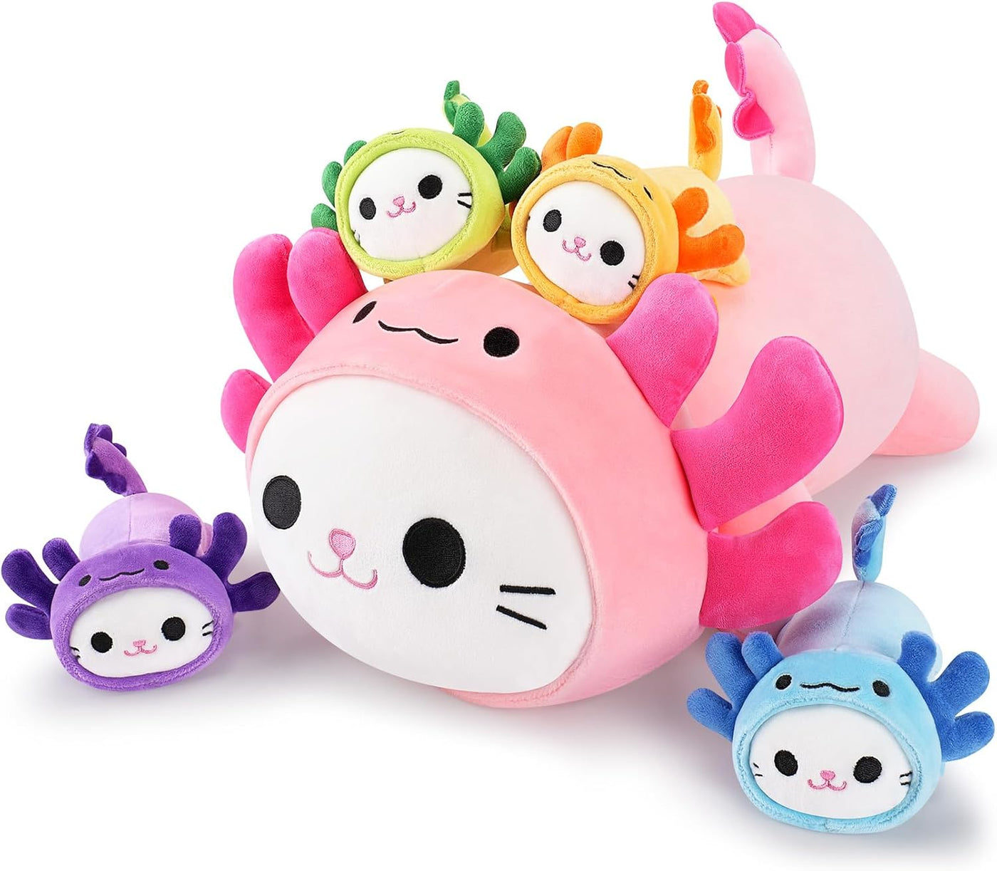 5 piezas de peluche de gato axolotl de animales de peluche familiar...