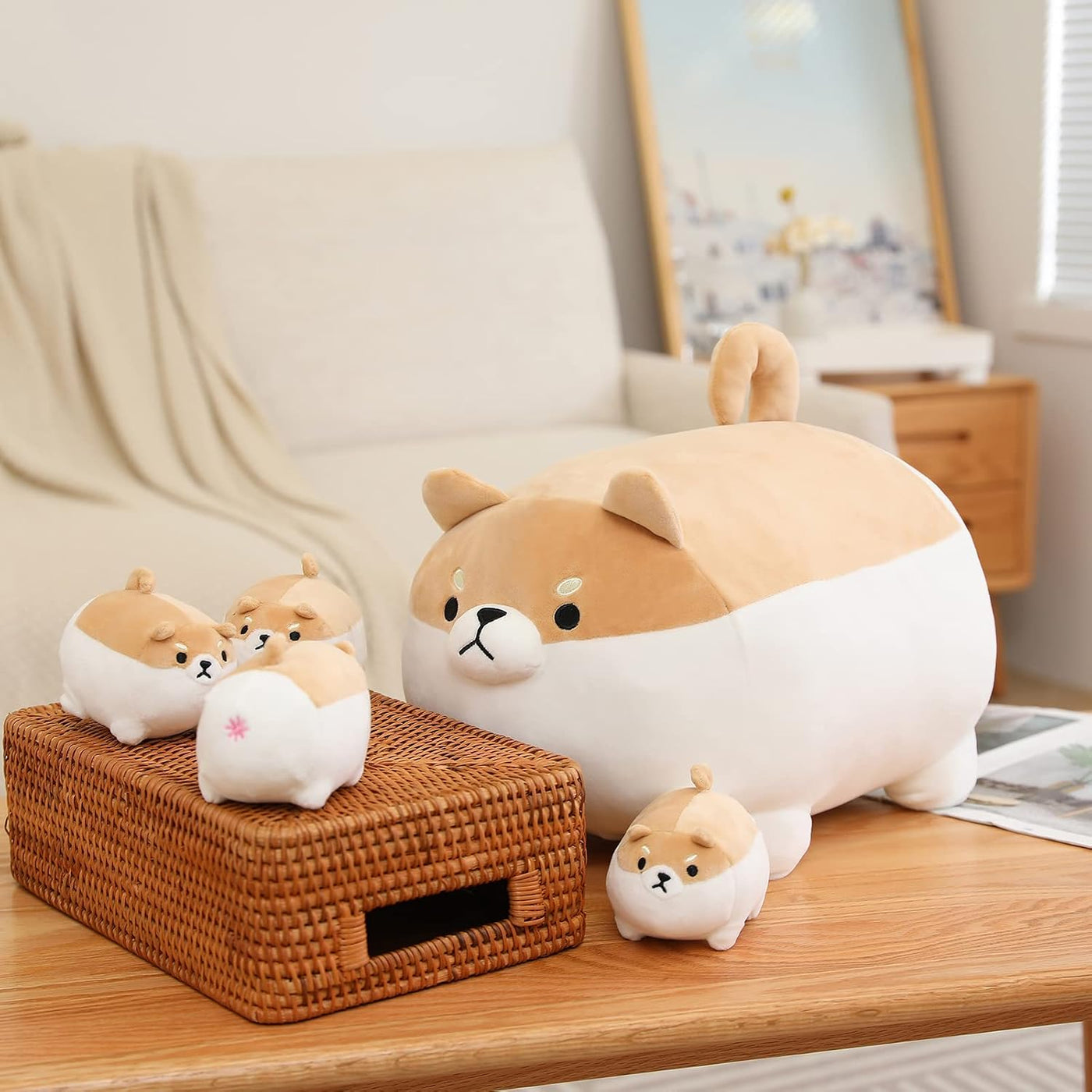 SQEQE Juguete de peluche Shiba Inu con 4 peluches de Shiba Inu en s...
