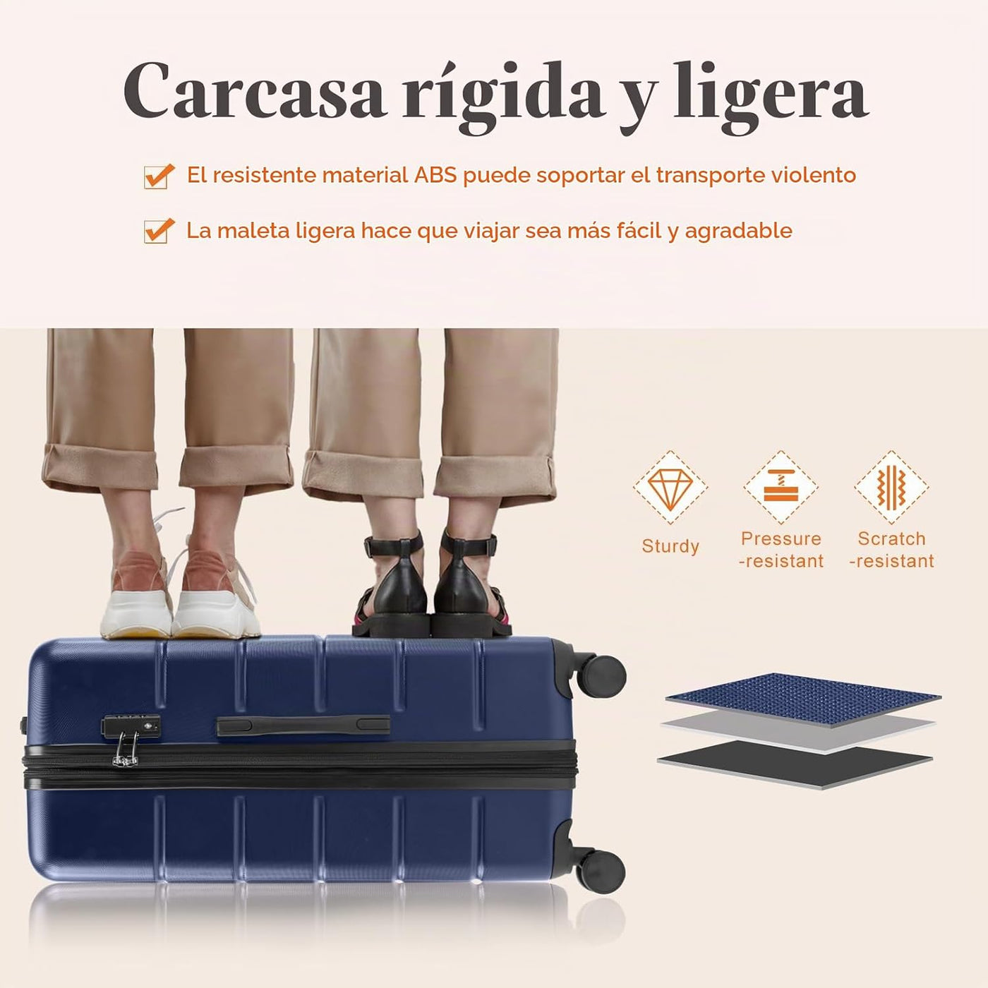 Sweetcrispy Maleta de mano, equipaje con ruedas giratorias, carcasa...