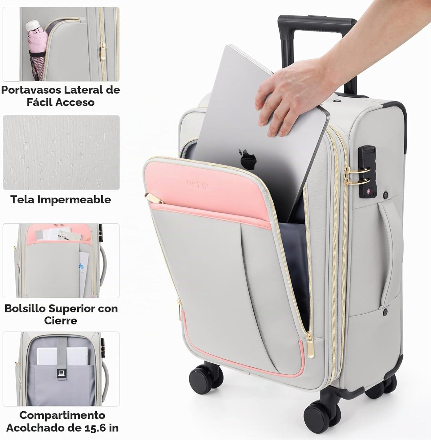 Softside - Maleta de mano expandible con apertura superior de 20 pu...