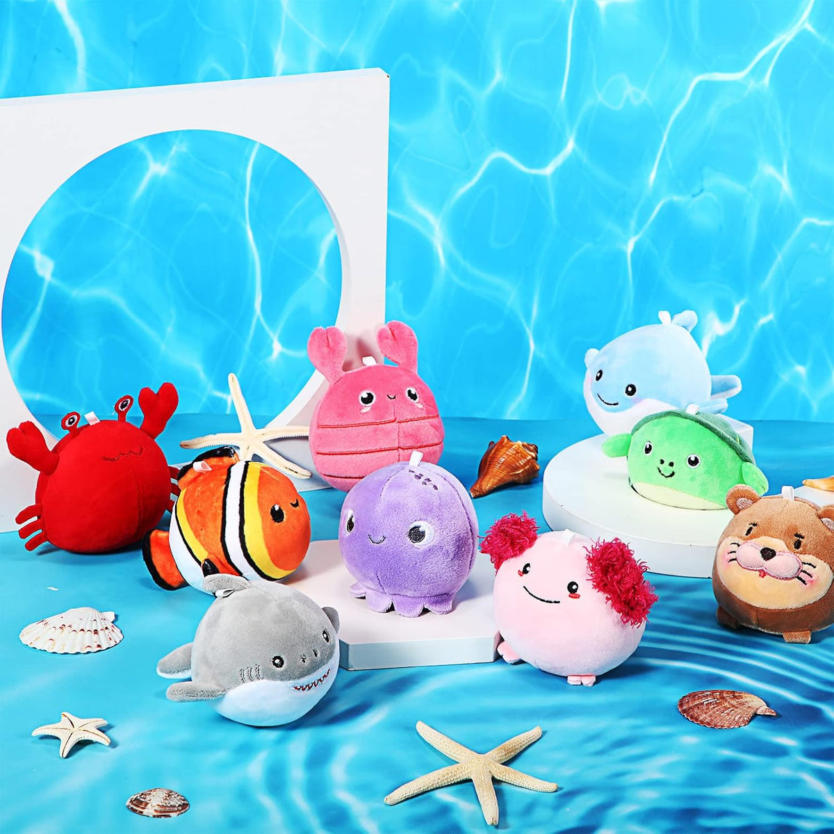 Harrycle 9 mini animales de peluche oceánicos de 3.15 pulgadas, lla...