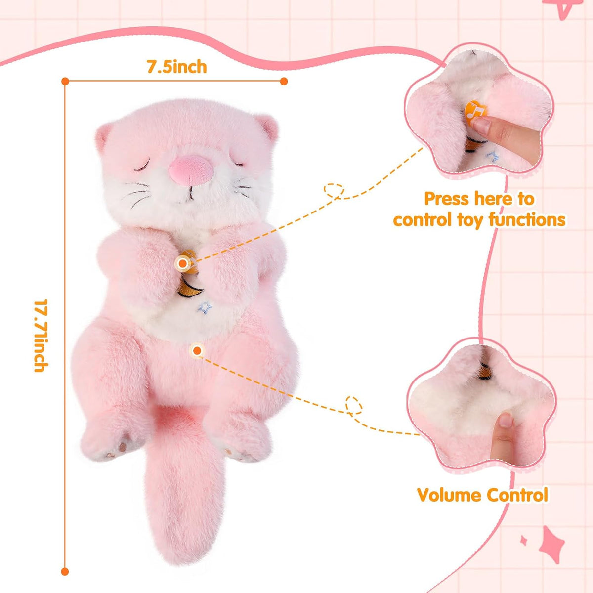 MIAODAM Juguete de peluche calmante para bebé, respiración realista...