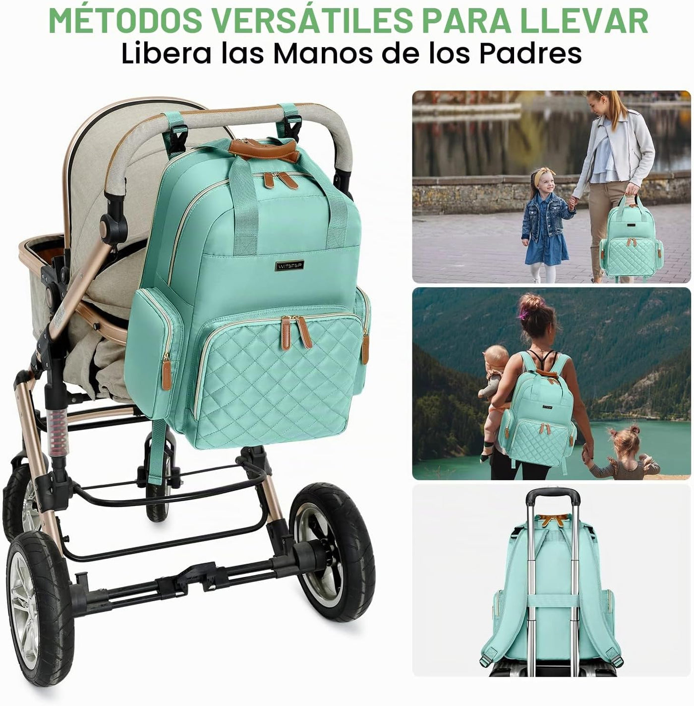 WITSTEP Mochila para pañales con cambiador, organizador de bolsas d...