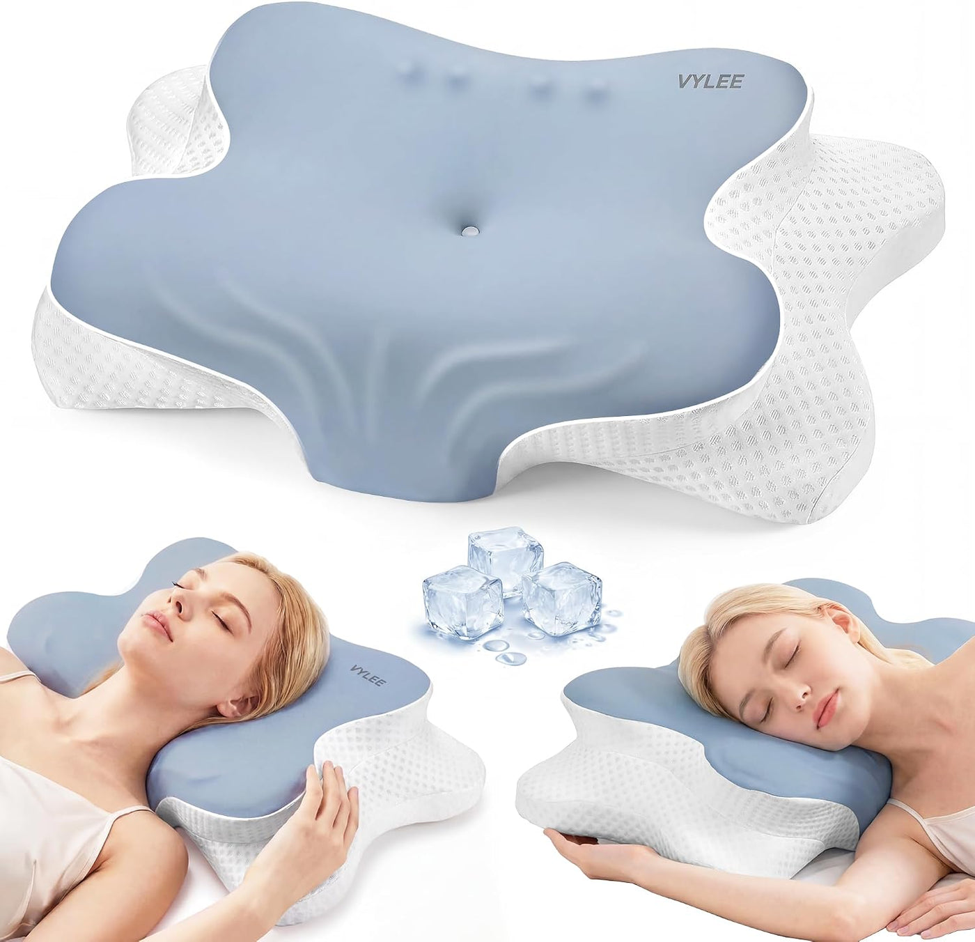 VYLEE Almohada cervical para el cuello, almohada de contorno de esp...
