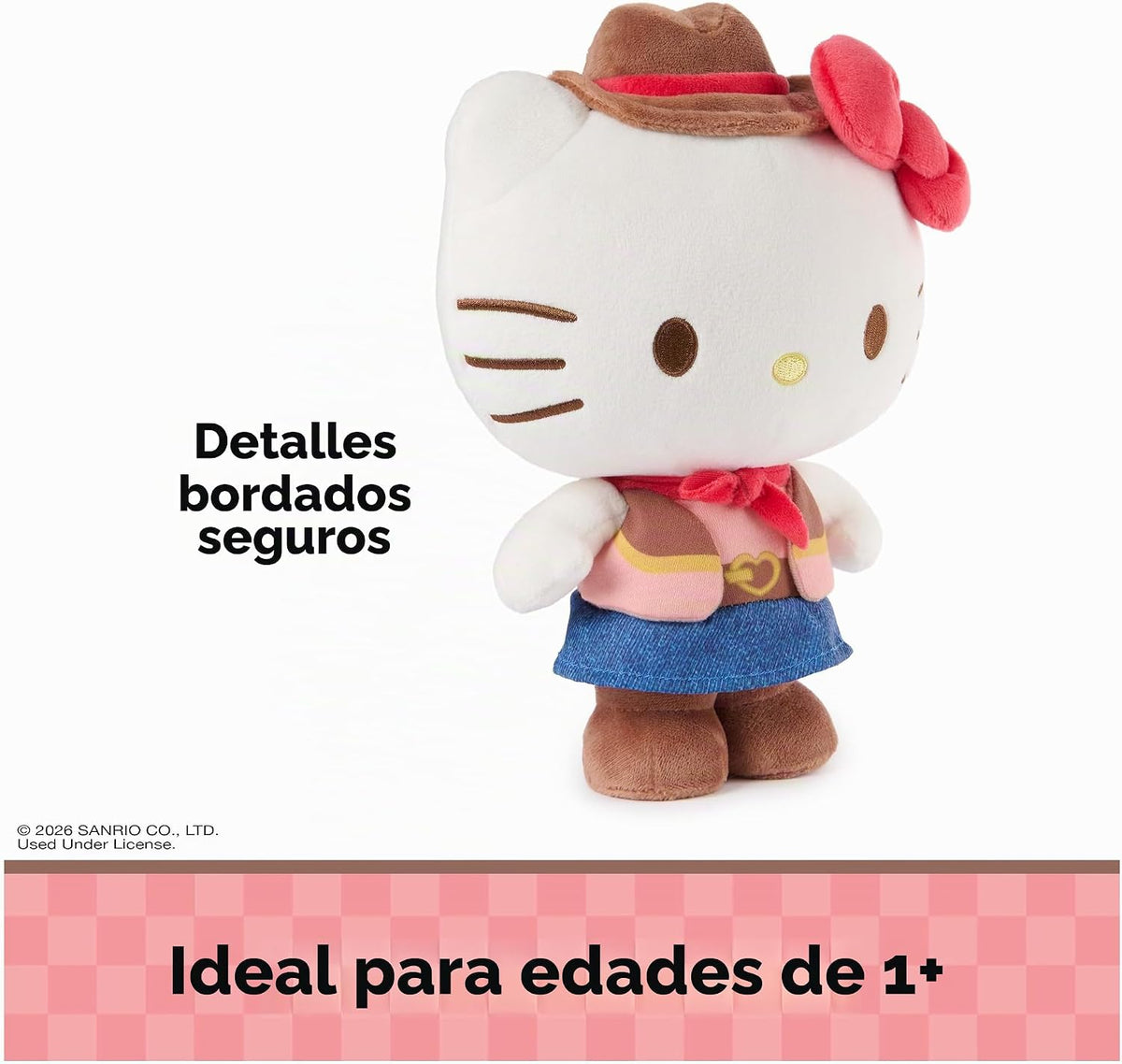 GUND Sanrio - Peluche oficial de Hello Kitty Cowgirl, juguete de pe...